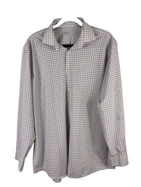 Perry Ellis Portfolio Men’s Dress Shirt Button Up Sz 17 34/35 Purple Check